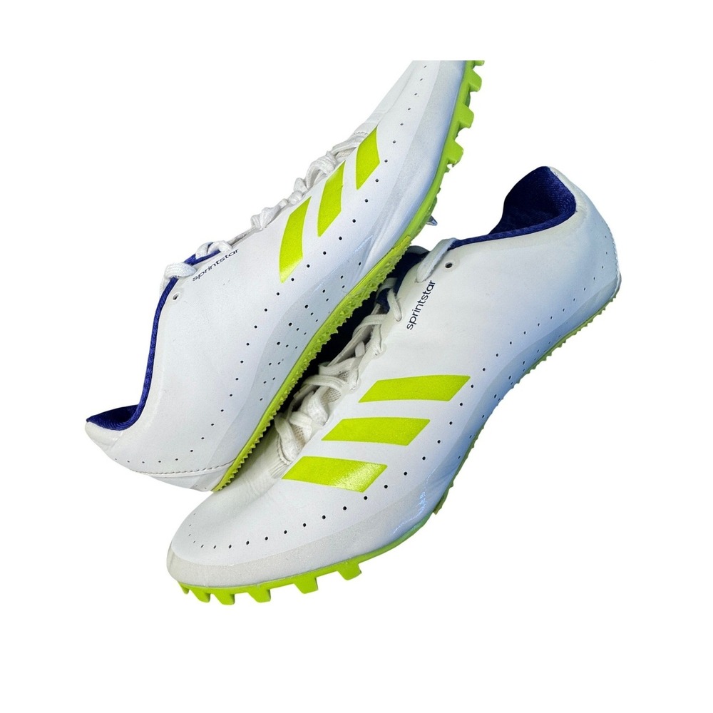 Adidas Sprintstar Mens Track Field Spikes White Neon Yellow BB3620 Size 9